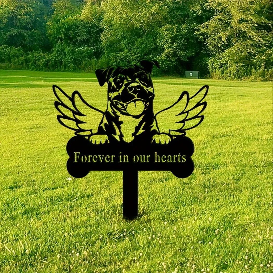 American Pit Bull Dog Memorial Stake Metal Stake Sympathy Metal Sign Pet Grave Marker Remembrance Stake Garden Party Décor Gard