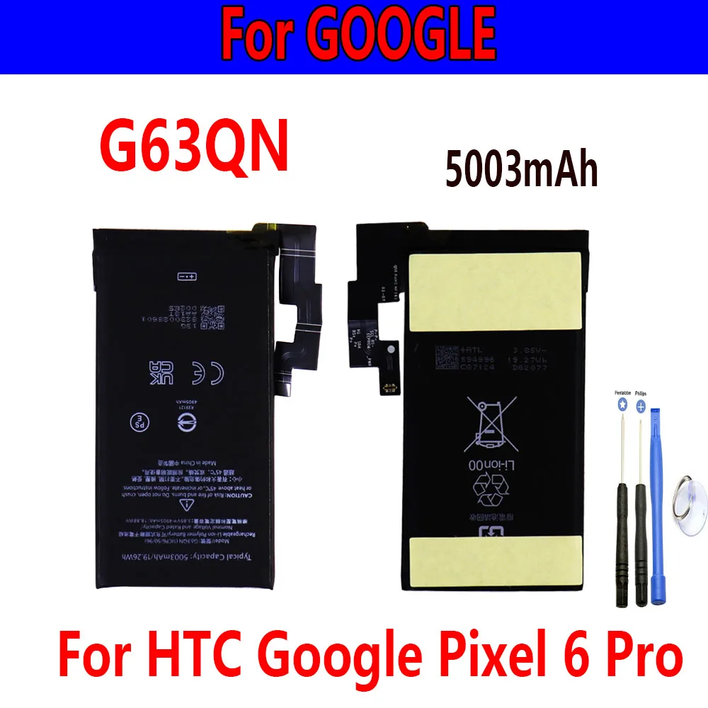 

Flash sale battery Orginal G63QN 5003mAh Replacement Battery For HTC Google Pixel 6 Pro Pixel 6Pro Phone Batteries+Tools