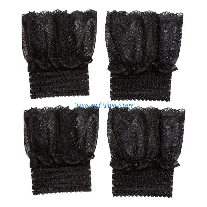 HX6F 2 paia polsini in pizzo maniche staccabili polsini per abbellire l'outfit