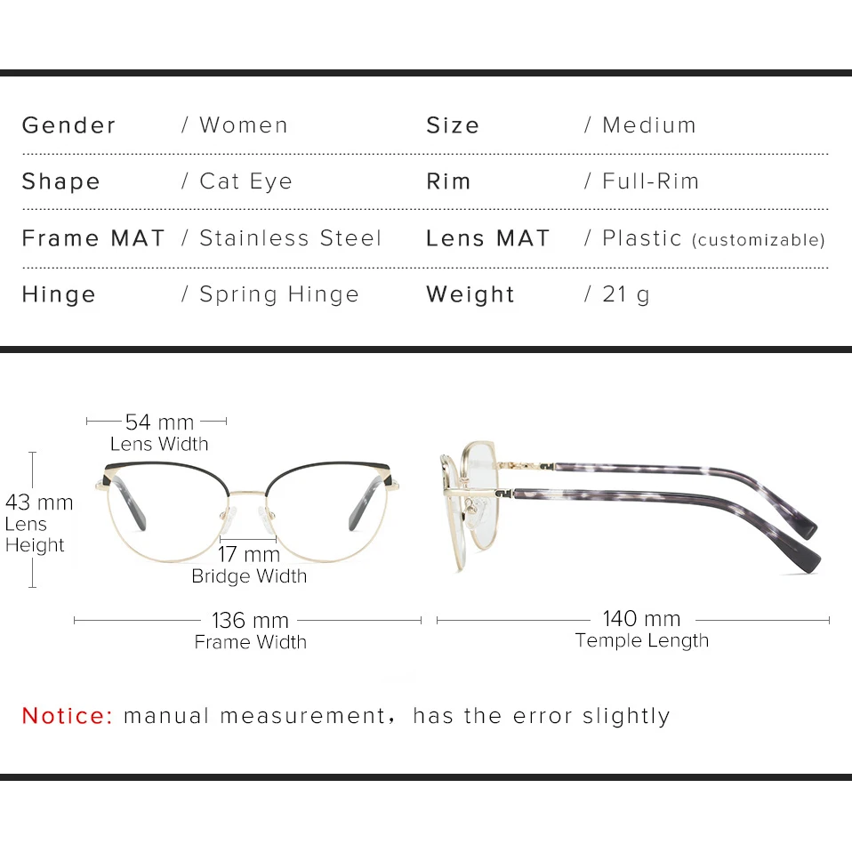Cat Eye Prescription Glasses Women Optical High Myopia Eyeglasses Ladies Multifocal Progressive Bifocal Spectacles Female Brand