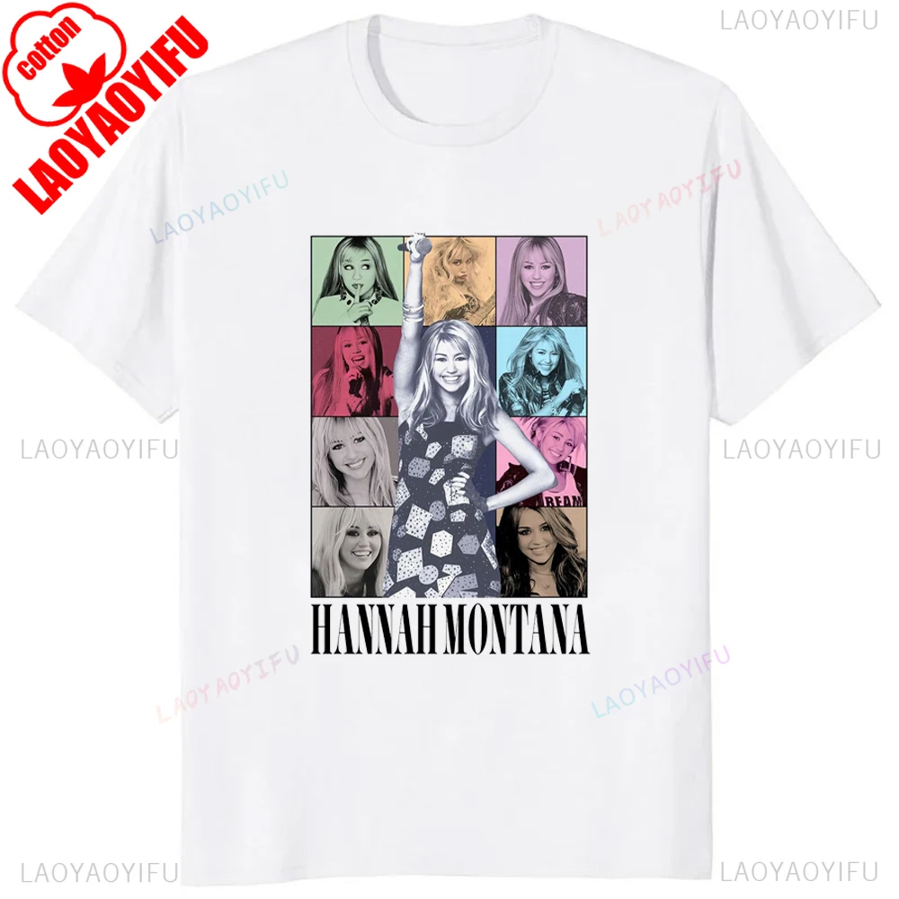 Retro Hannah Montana Cotton TShirt Fashion Casual Streetwear Hip Hop Rap Style Women T Shirt Y2k Harajuku Short Sleeve Man Tees