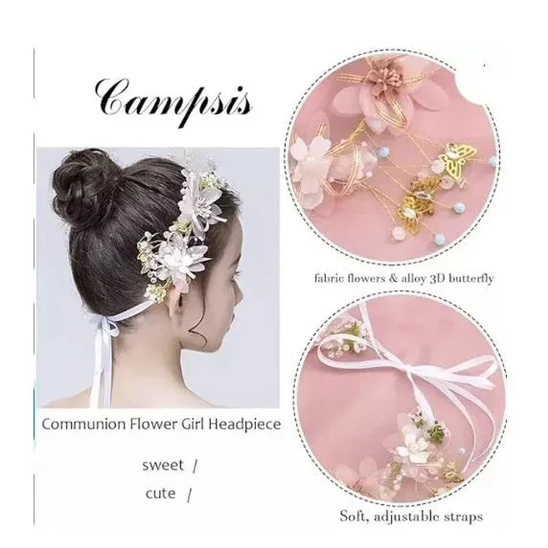 Fotografia 6: Fada princesa flor de cristal bandana & strass pérola tiara-casamento nupcial coronas de flores para niñas, meninas headpiece (