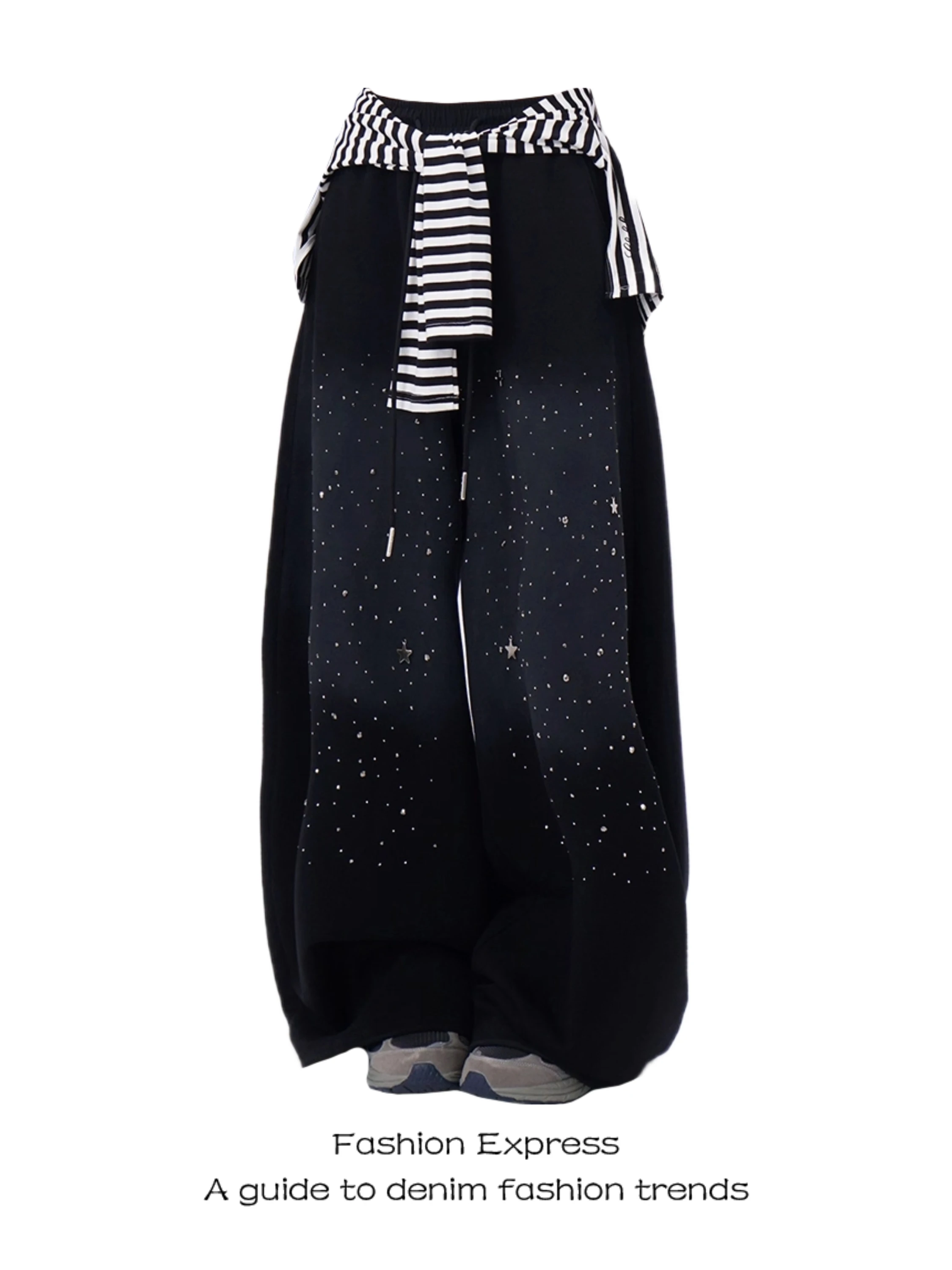 

adient Dyed Casual Pants Women's Faion Trendy Sparkling Bla Hip Hop Jazz Street Dance Sports Trousers High Waist Wide Leg