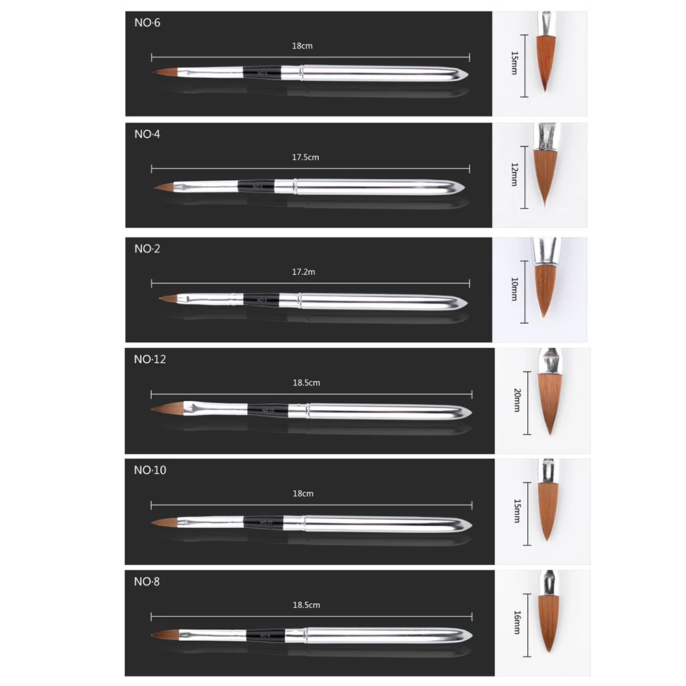 

6pcs Crystal Art Brushes Stiff Synthetic Bristles For Diy Designs Polishing Writing Professional Tools For Acrylic Manicure