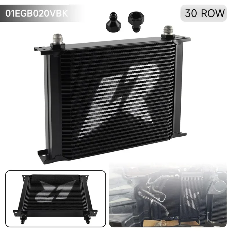 

Brand New Aluminium 30 Row AN8 Stacked Plate Oil Cooler AN6 Adapter Transmission Engine Radiator