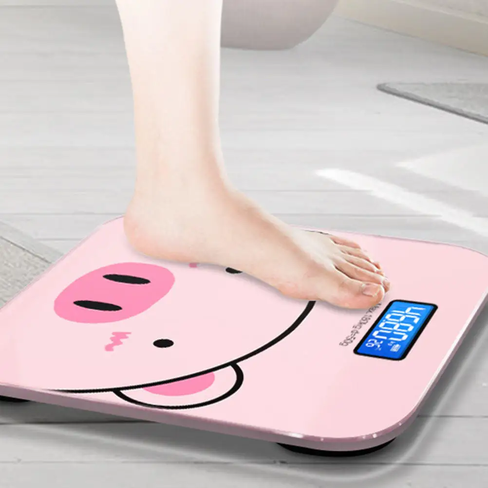 

1Pcs Cartoon Electronic Body Weight Scale USB Charging High-Quality Tempered Glass Household Health Digital Weight Scale