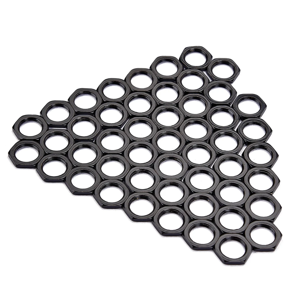 

50 Pcs Zinc Alloy Fine Tooth Nut Light Nut Thin Nut 8mm for Instrument Guitar Bass Socket Jack (Black)