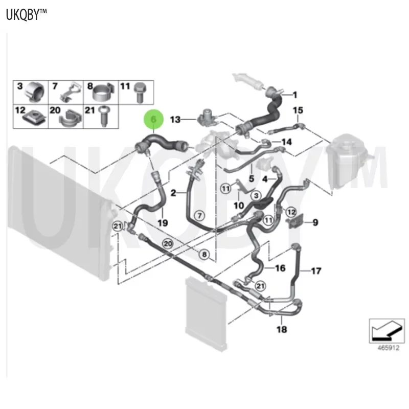 Flexible hose water tank lower thermostat wire rack flexible hose clamp ring 17128517969 17128517969
