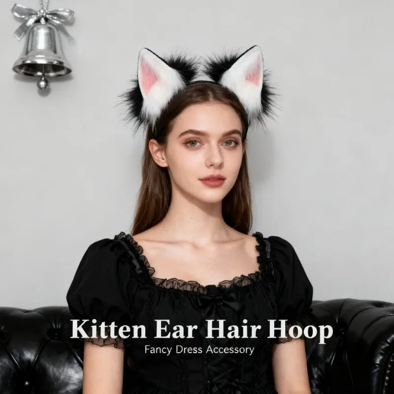 

Handmade Animal Ear Headband Plush Costume Wolf Ears Headband Cosplay Lone Wolf Hair Accessory