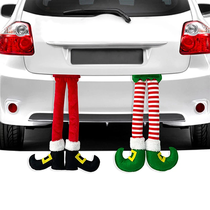 Natal listrado vermelho elfo perna pendurado ornamento de árvore natal elf pé clipe perna decoração porta do carro pendurado elf perna decoração