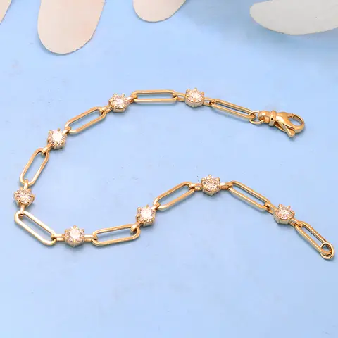 2.4Ctw Round Cut CVD HPHT Lab Grown Diamond Femme JOBracelet 14K Or Jaune DEF document VS-VVS 4mm chaque pierre