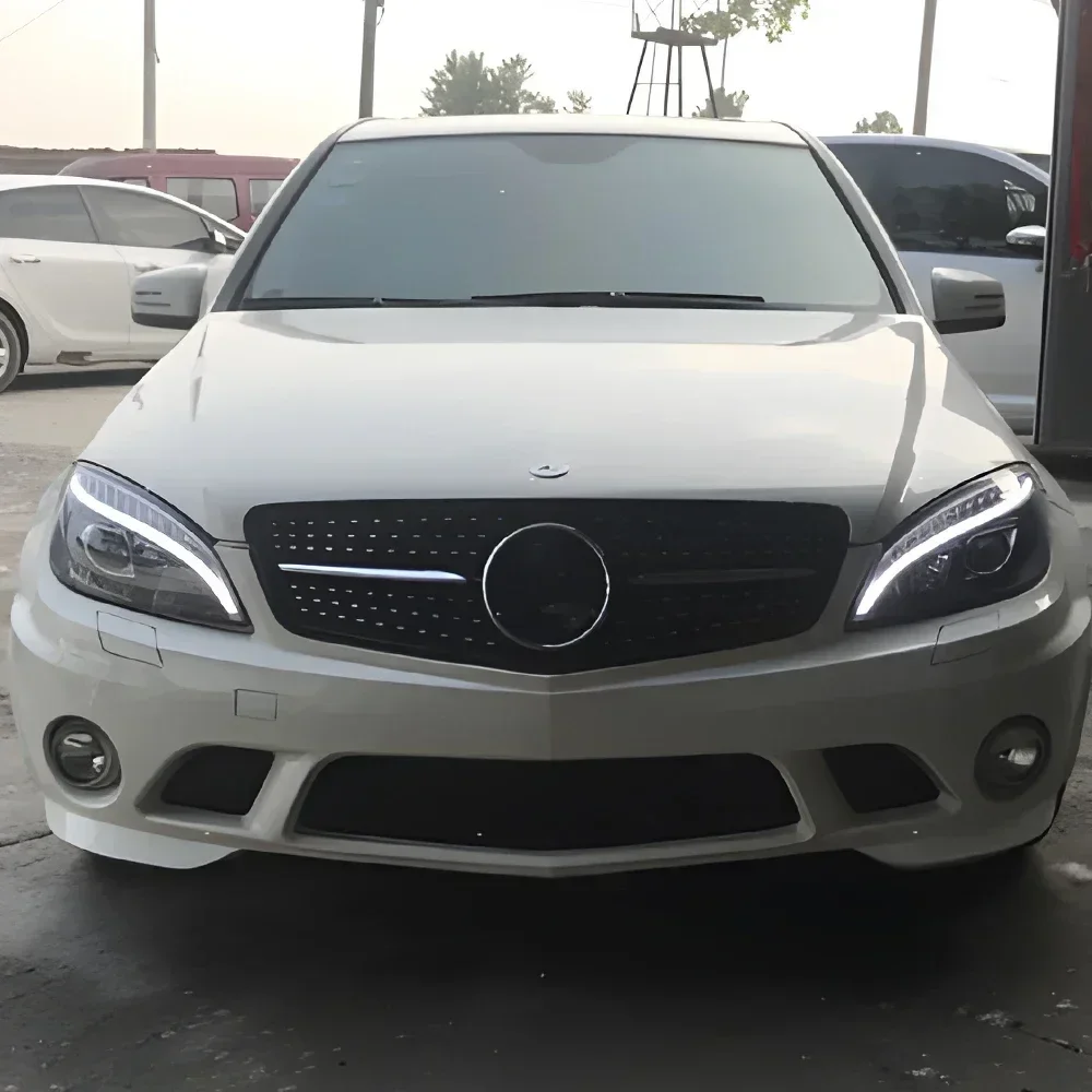 

Передние фары автомобиля для Benz C200 C260 C300 2007-2010 W204, автомобильные фары в сборе, обновленная линза для светодиодного проектора, аксессуары для линз