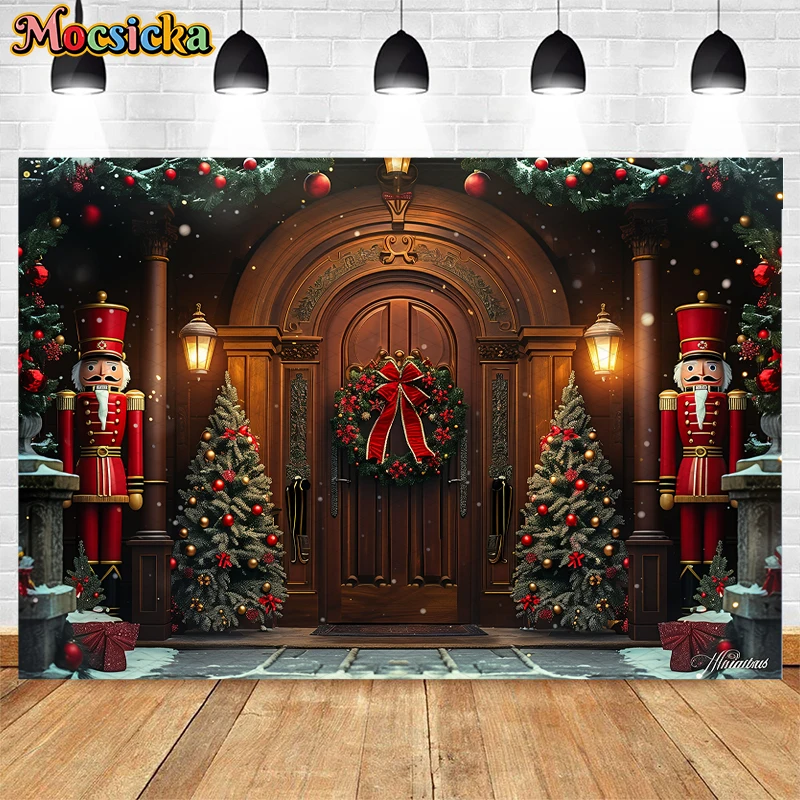 Mocsicka Winter Christmas Photography Background Nutcracker Xmas Tree Decor Kids Adult New Year Holiday Photo Backdrop Studio