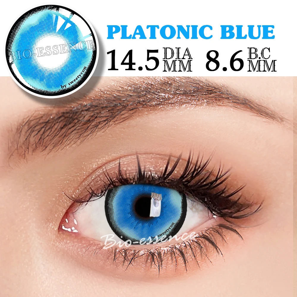 Bio-essence 1 Pair Blue Cosplay Lenses Colored Contact Lenses for Eyes Anime Accessories Anime Lenses Colorcon Blue Lenses