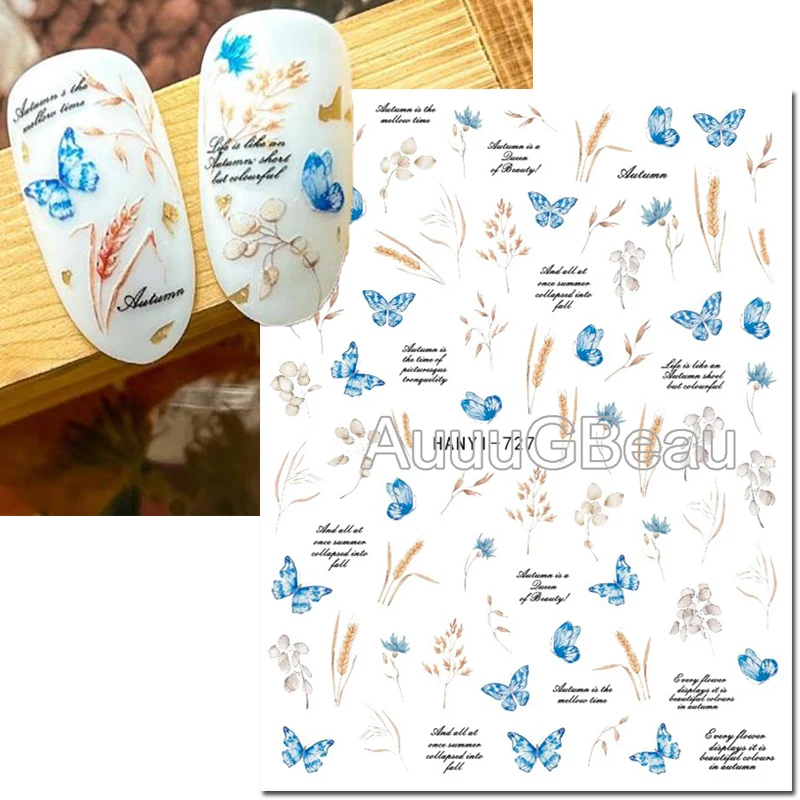 Decalcomanie per Nail Art 3d estate sfumatura fiori lettere cursori adesivi adesivi per unghie decorazione per punte per unghie bellezza