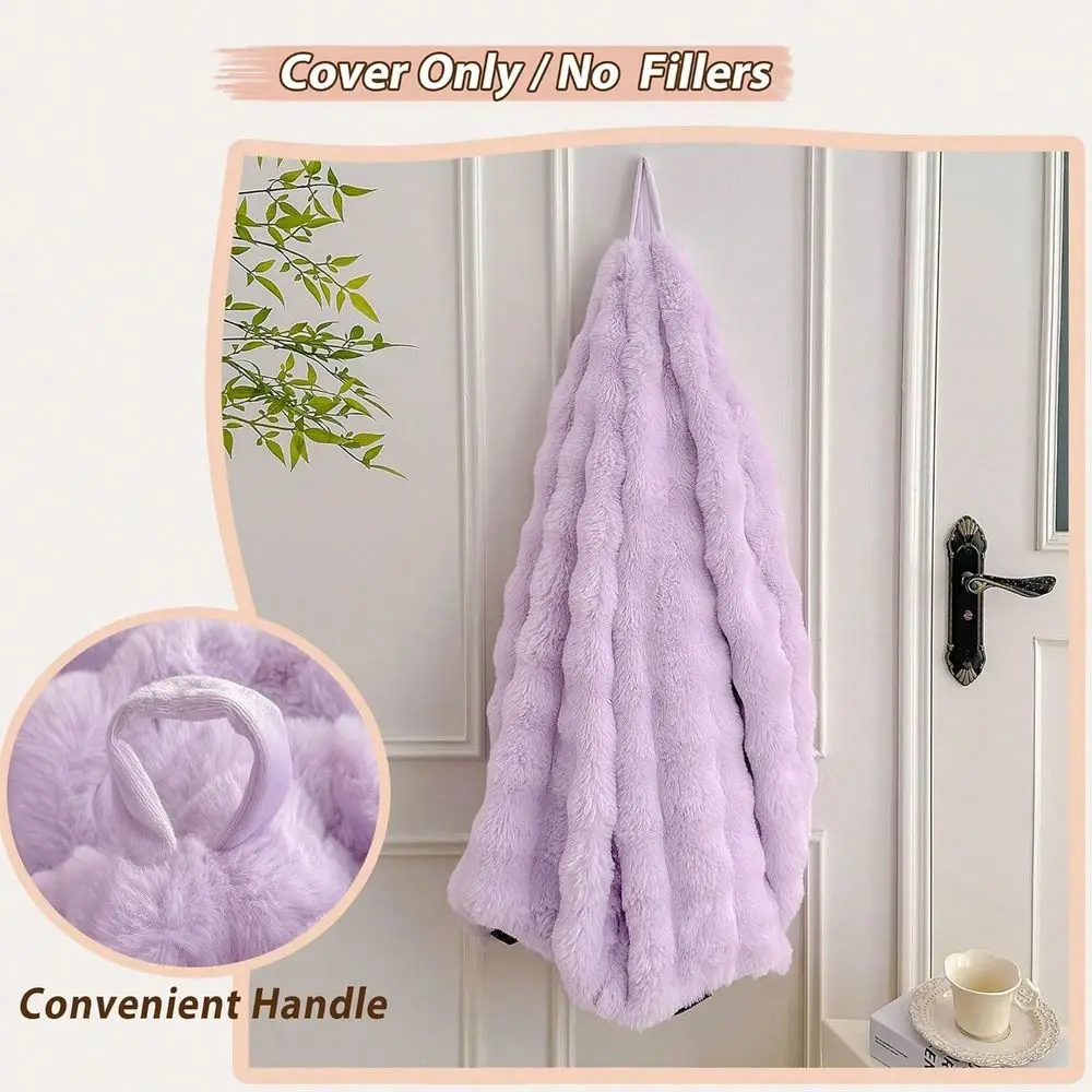 Faux Rabbit Fur Bean Bag Cover For Kids Adults Soft Fuzzy Stuffed Animal Storage Comfy Shaggy Bubble Waffle Design No Filler In view 4