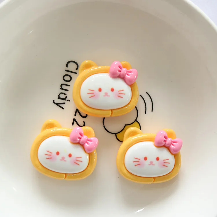 10pcs Shiny Cat Biscuits Flat Back Charms for DIY Jewellery Making