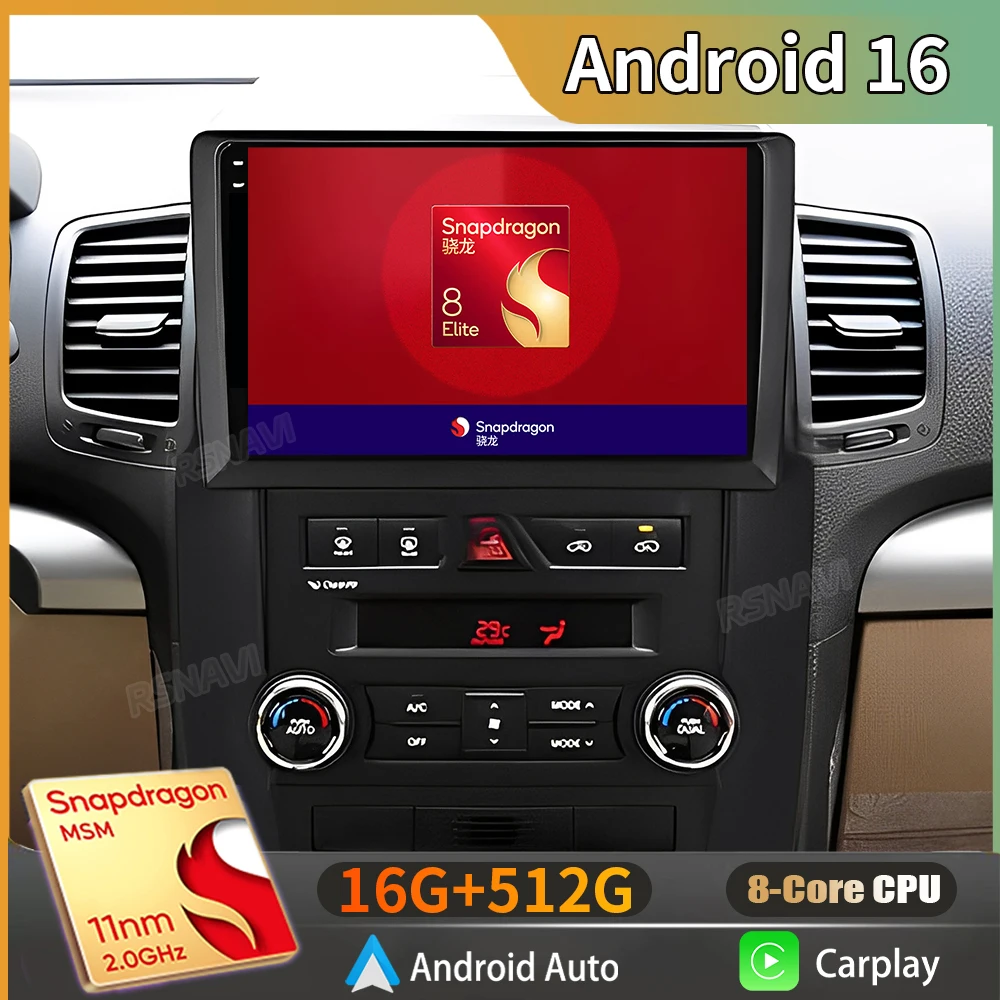 Android 16 para Kia Sorento 2 XM 2009 - 2012 2K QLED Rádio Automotivo Android Multimídia Reprodutor de Vídeo GPS Estéreo CarPlay 4G Central Multimídia