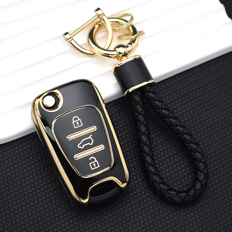 For KIA RIO Soul Optima Ceed K2 K3 K5 Pride For Hyundai Elantra Accent i20 i30 ix35 Car Flip Key Case Cover Shell Fob Keychain