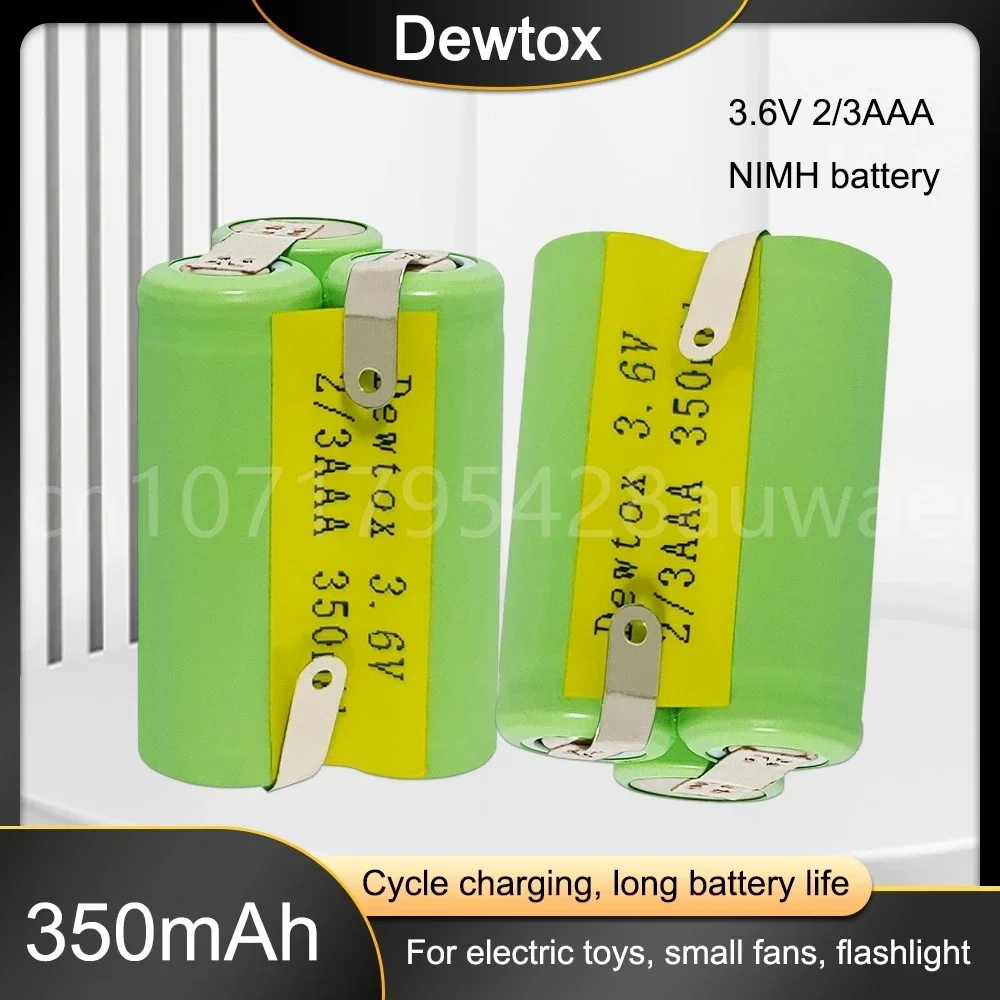 3.6V 2/3AAA 350mAh Ni-MH Rechargeable Battery with Welding Suitable for Rechargeable Battery Pack of Flashlight Instrument