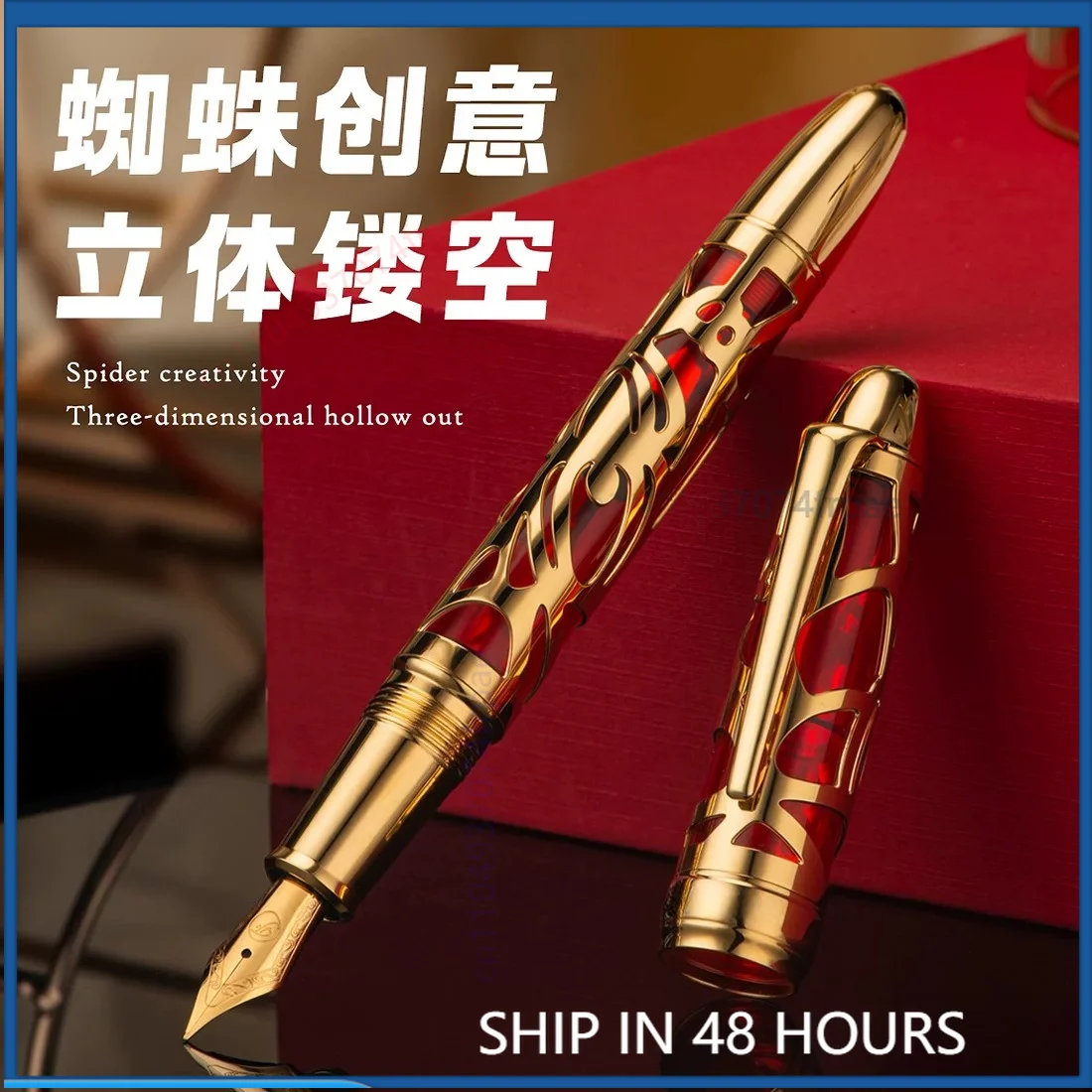 For Asvine P80 Spider Hollow Fountain Pen Piston Ink Office Business Gift Pen