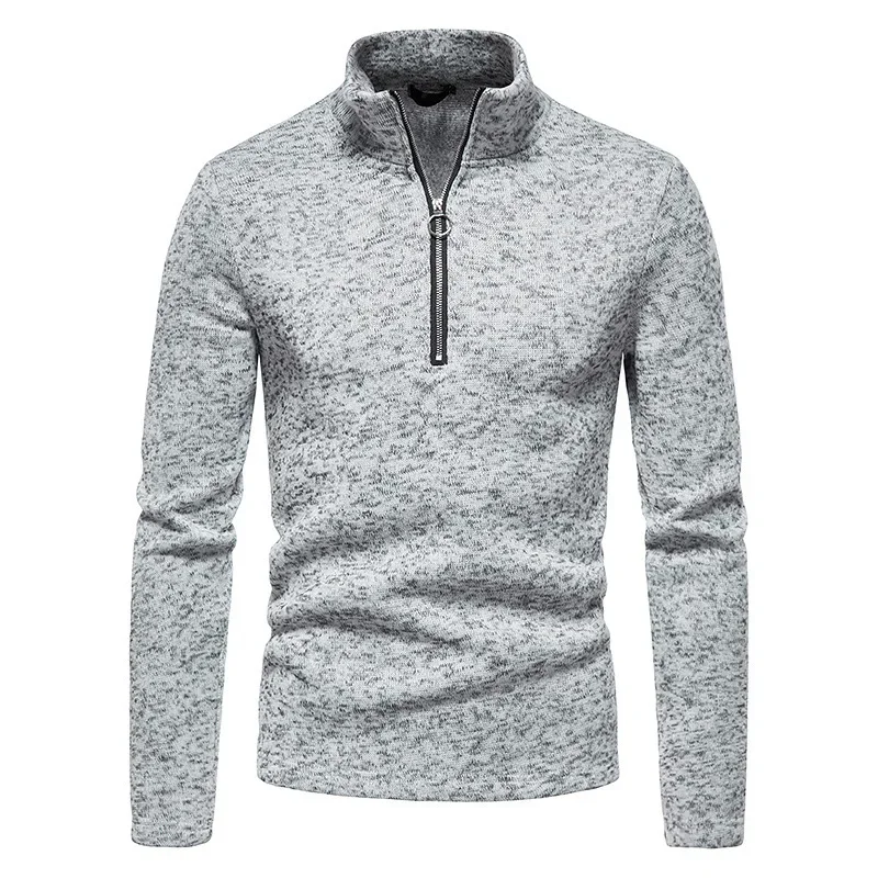 Neue Herren Pullover Knopfleiste Reiß verschluss Design einfarbige High Collar Base Shirt Jacke für Männer