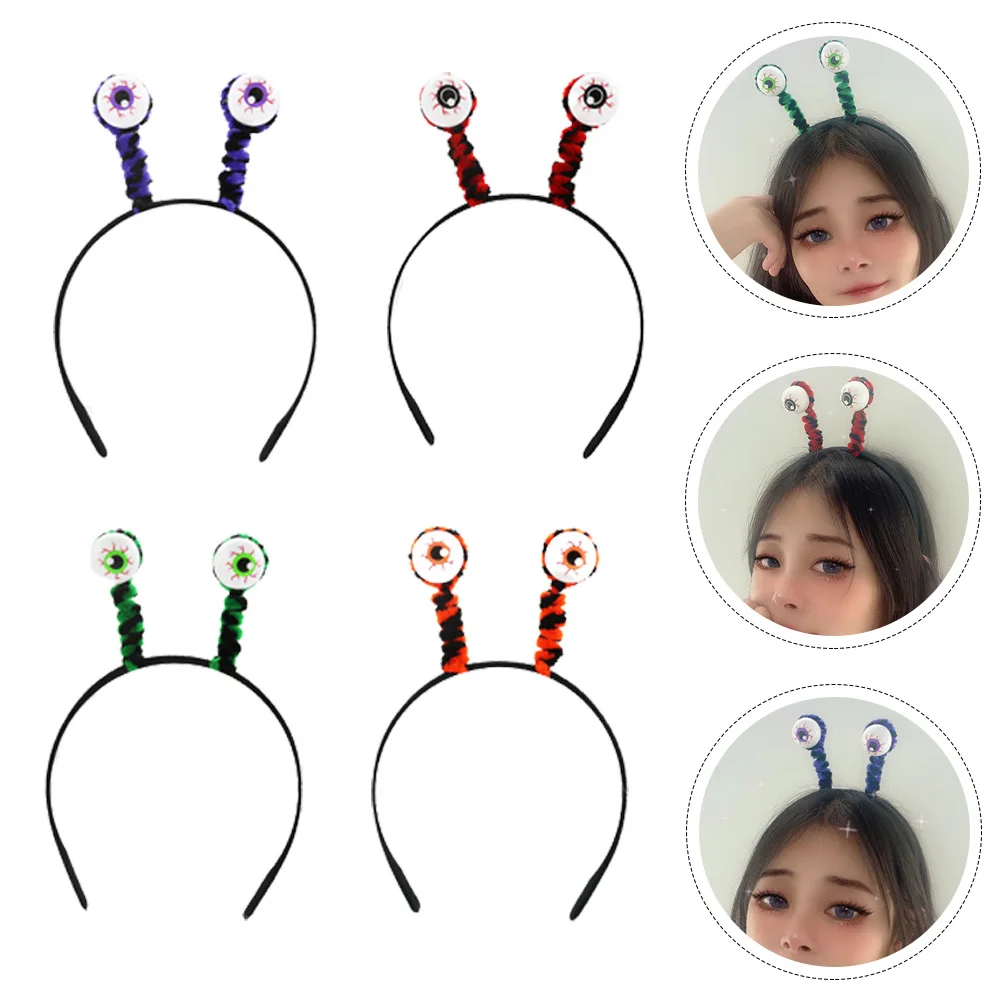 

4 Pcs Funny Headband Creepy Horror Eye Headdress Headbands Pumpkin Halloween Party Galvanized Wire Gear