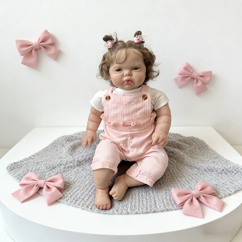 

Кукла-реборн 60 см, хлопковое тело, с кудрявыми волосами, реалистичная, как живая