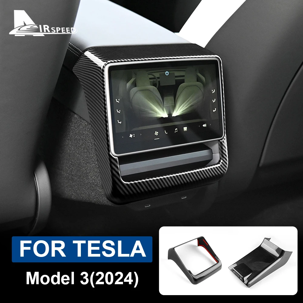 ABS Carbon Fiber Rear Air Conditioning Vent Protective Cover For Tesla Model 3 Highland 2024 New Model3 Car Interior Accessories