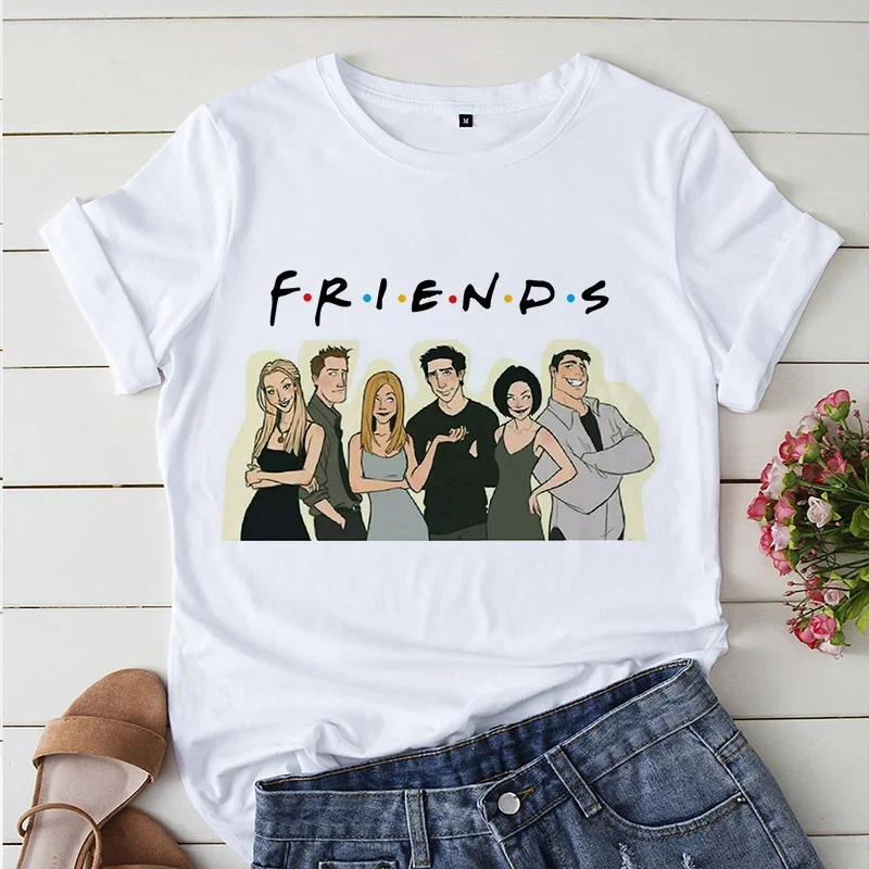 Friends TV Series T-Shirt con stampa grafica donna Harajuku estetica Streetwear Y2k Tshir Tee Hip Hop Rap White top maglietta femminile