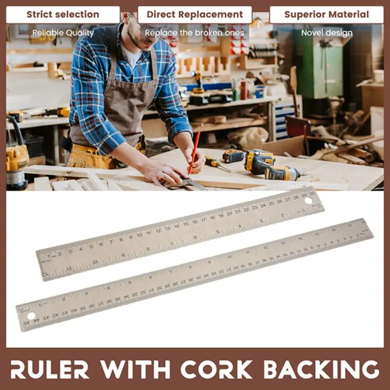 

Металлическая линейка с нескользящей поверхностью и пробковой основой: (12+18 дюймов) линейка из нержавеющей стали с разметкой в дюймах и сантиметрах