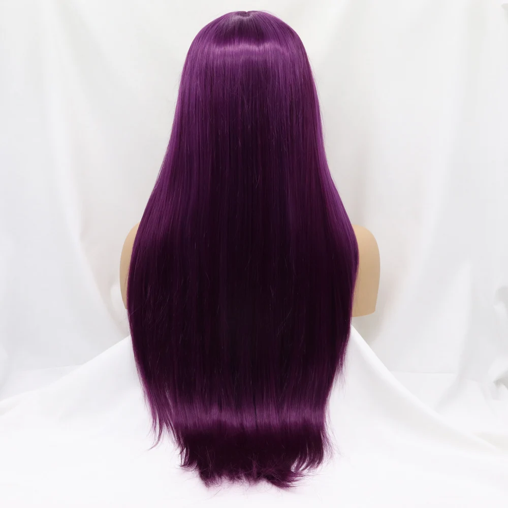 Dark Purple Wigs Long Natural Straight Hair Colorful Synthetic Wig for Women Mermaid Cosplay Makeup Party