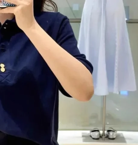 

Women's casual preppy style tops short sleeve button elegant tops