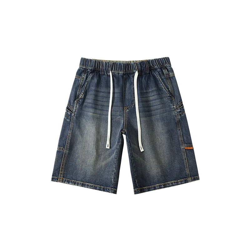XY9942 여름 신상 데님 반바지 남성 와이드 루즈핏 타이트 허리 스트레이트 여름 얇은 라이크라 아이스 실크 캐주얼