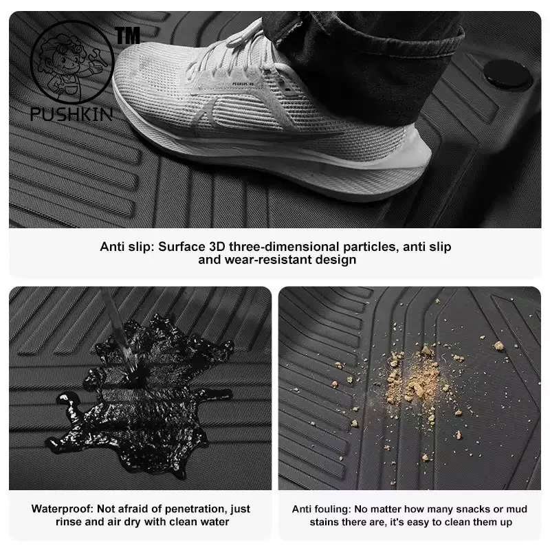 For DENZA N9 2025 2026 Car Floor Mats TPE 3D Waterproof Foot Mat Trunk Pad Left Hand Drive Black 6 Seats