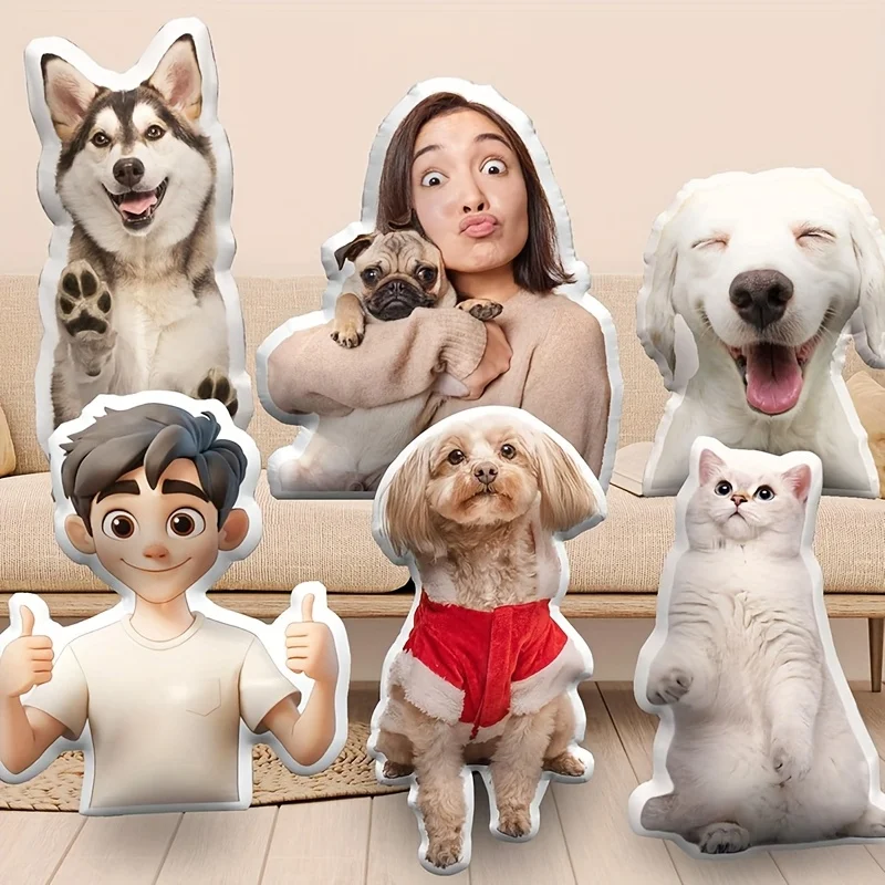 

Индивидуальная кукла-подушка для домашних животных, персонализированная плюшевая игрушка для кошек и собак, изготовлен из полиэфирного волокна, трикотажная ткань, милый дизайн лица животного,