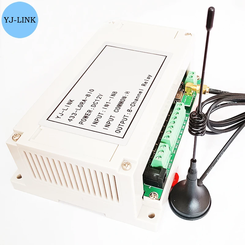 8CH 433MHz Lora Remote I/O Controller Wireless Transmission Point-to-Point Relay Switch Module