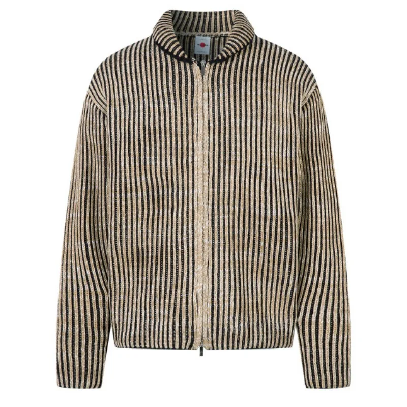 2026 New Men's Retro Knit Striped Sweater Jacket Autumn Winter Fashion Casual Loose Zipper Jackets Coat Japan Korean Streetwear