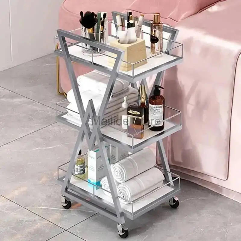 

Rack Manicure Simple Wrought Iron Salon Trolleys Tool Trolley Modern Salon Furniture Home Multi-layer Storage Rack with Wheels