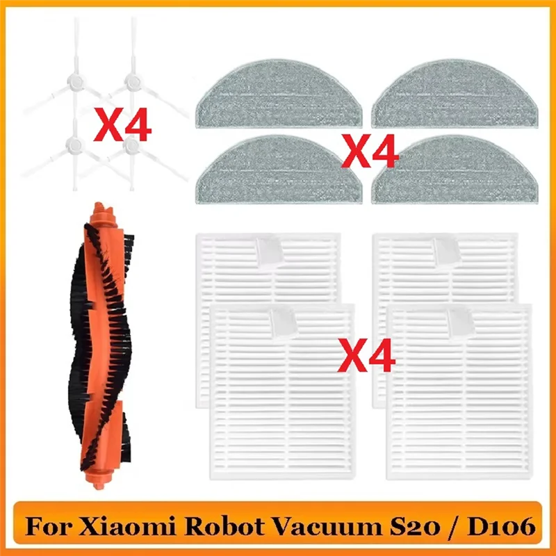 

B89B-Comprehensive Cleaning Kit For Xiaomi S20/D106: HEPA Filter, Side Brush Cover, And Mop Component