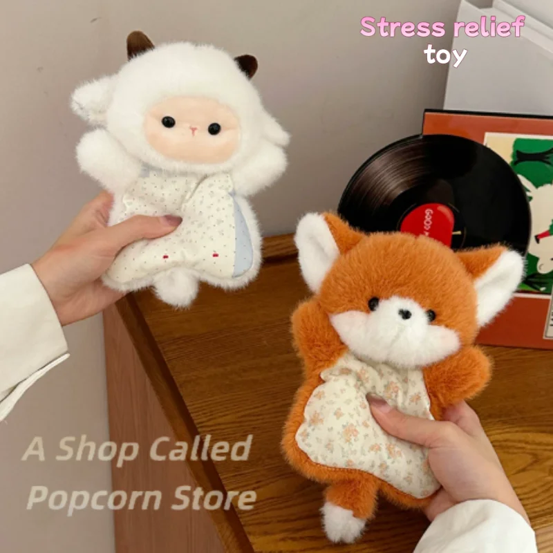 

16cm Mini Soft Fluffy Plush Hand Puppet Cat Sheep Stuffed Doll Stress Relief Squeeze Puppet For Boys Girls Trendy Birthday Gifts