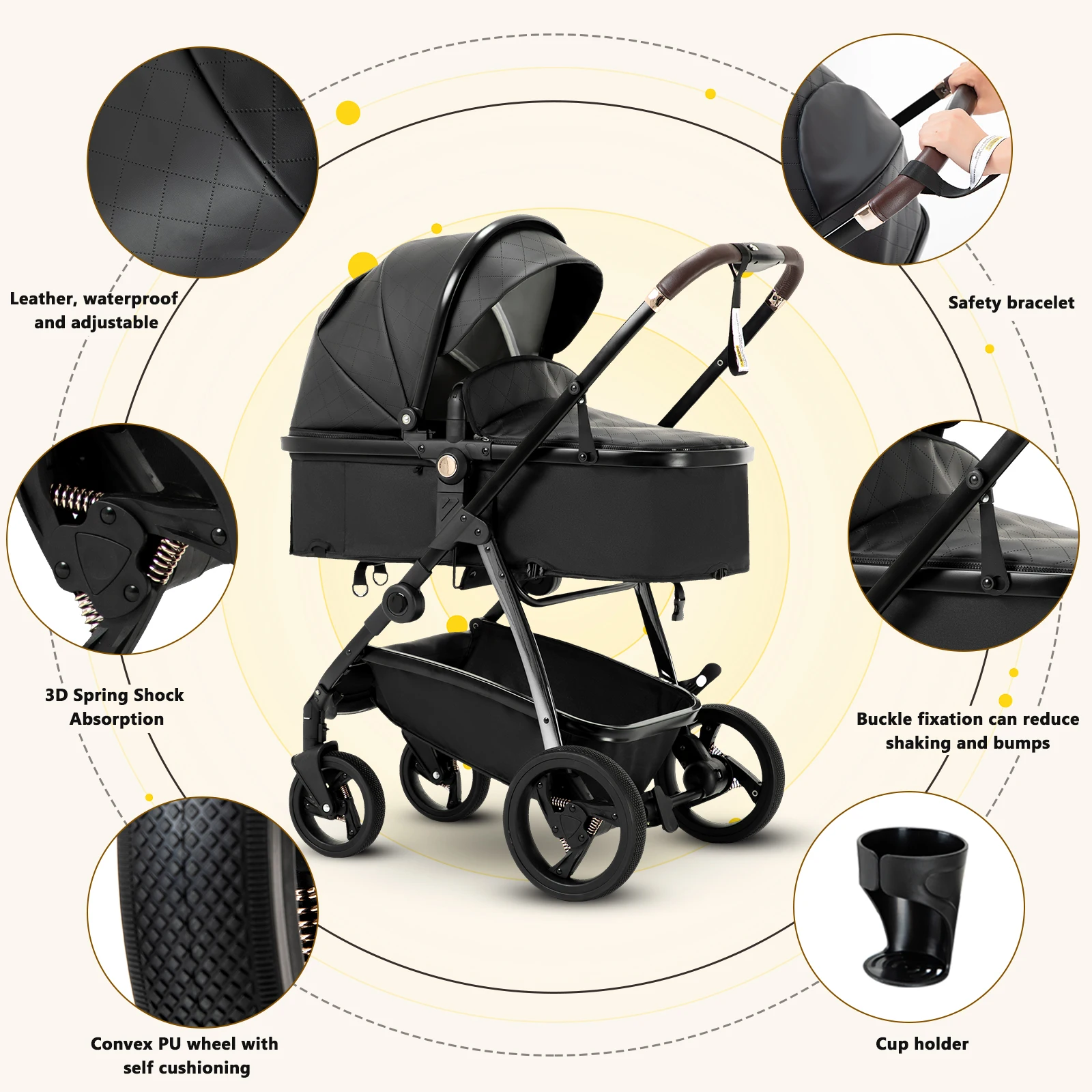 Baby Carriage 3 in 1 High Landscape Stroller Reclining Baby Carriage Foldable Stroller Baby Bassinet Puchair Newborn new2024