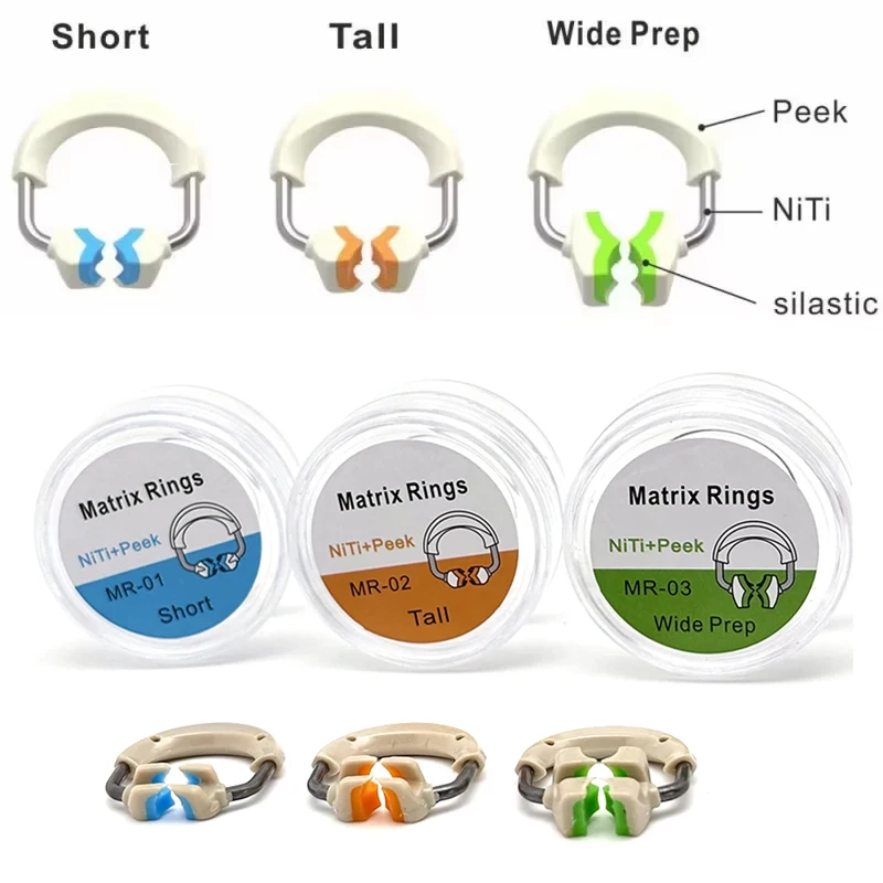 

3pcs Dental Matrix Band System Kit with Retainer Rings & Wooden Wedges for Posterior Teeth Restoration Tools