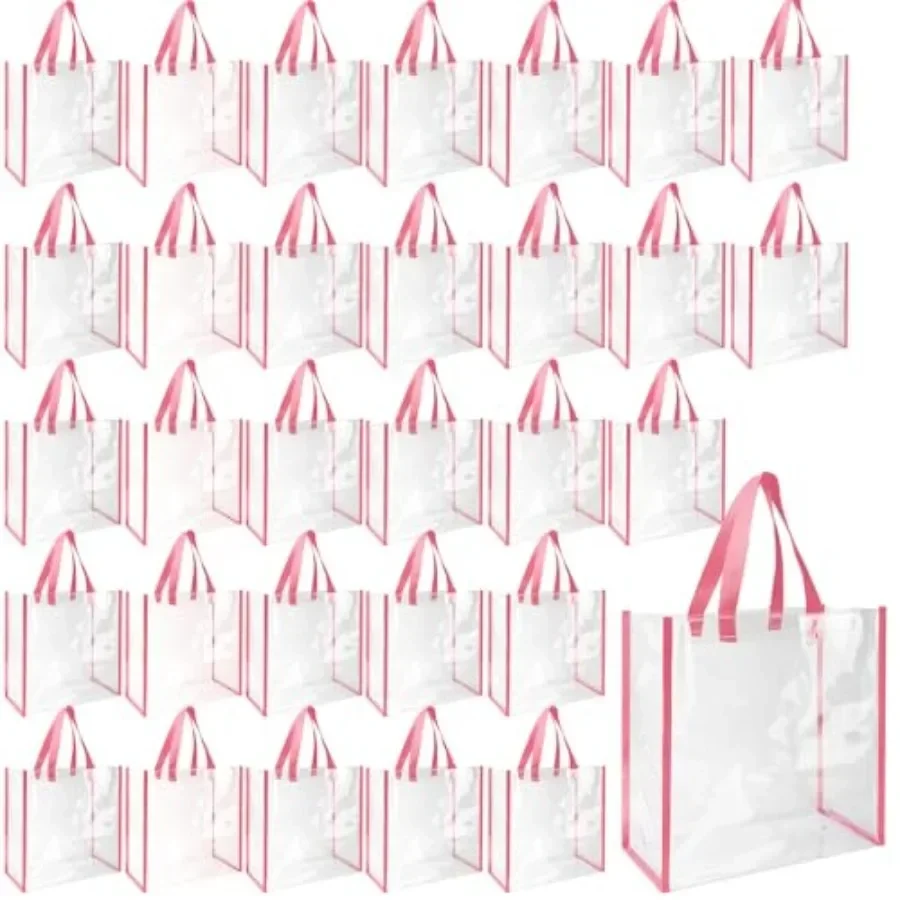 

Pack 12x12x6 Inch Clear Tote Bag Stadium Approved Bulk Plastic Beach Tote Gift Bag with Handle for Gym Sports Pack, 12x12x6 Inc