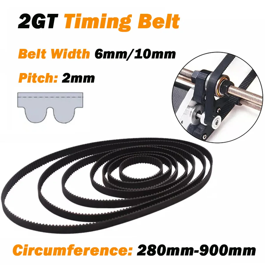 1/3Pcs Timing Belt GT2 Power Drive Belt 280mm-900mm Closed Loop Synchronous Timing Belt Width Pulley CNC 3D Width 6mm/10mm