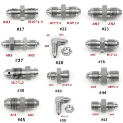 Universal Motorcycle Brake Oil Pipe Joint Tee AN3/AN4/M10*1.0/0/28/90 Engine Hydraulic Brake Hose Line Fitting Stainless Steel
