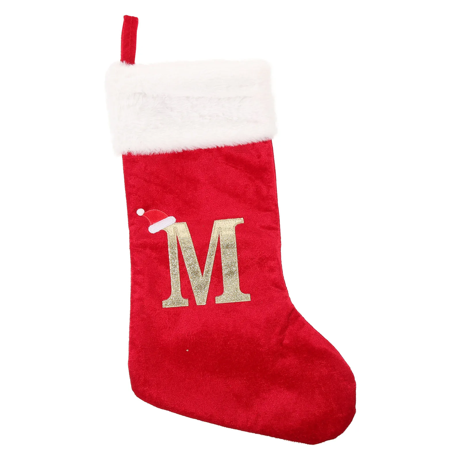 

Lovely Christmas Stocking Red Color Large Capacity Gift Bag Xmas Decoration Hanging Ornaments Stocking Pouch For Tree Fireplace