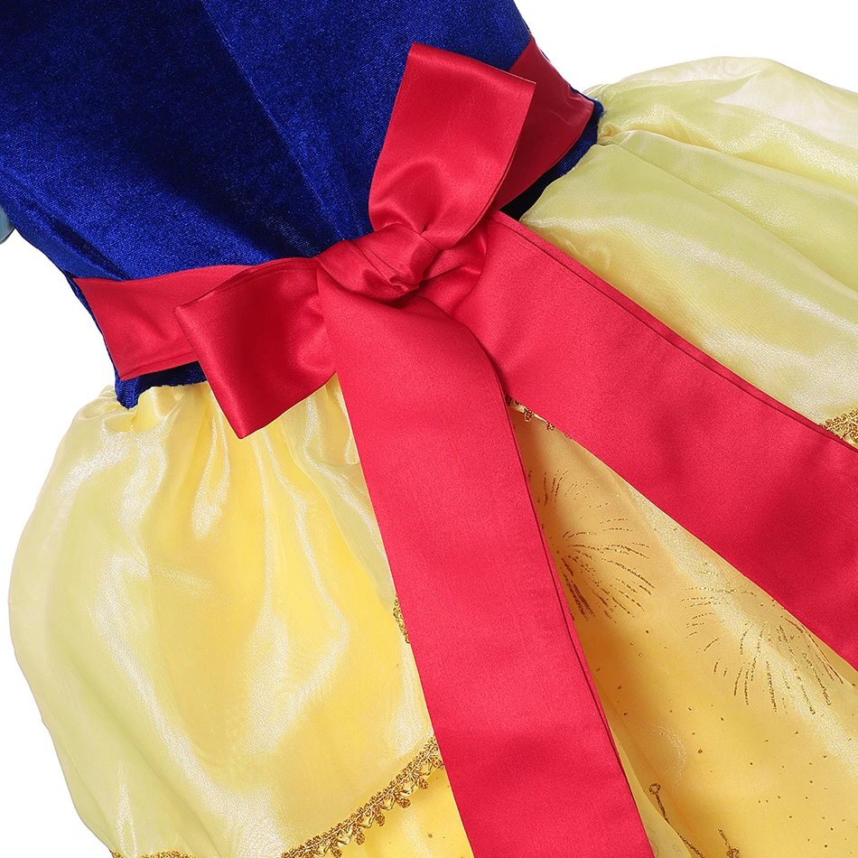 Snow White Costume Light Up Princess Ball Gown for Girls Fancy Kids Role Play Pretend Party Dress up 2-10 Yrs Deluxe Robe