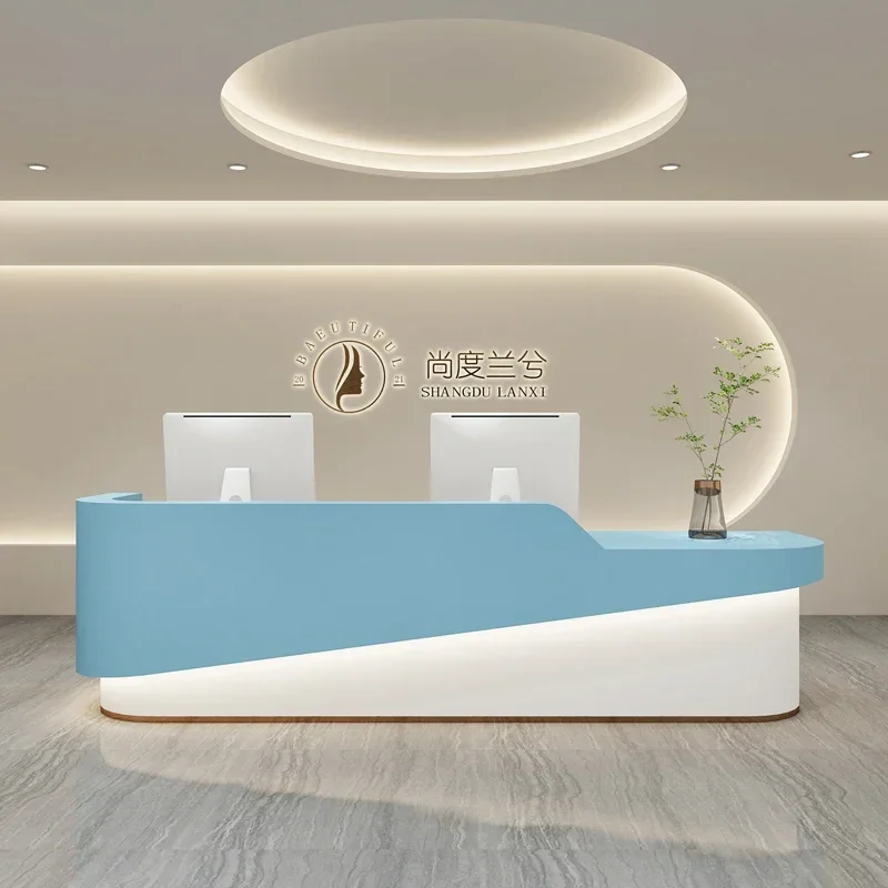 Beauty Center Reception Shop Service Counter Spa Furniture Hairdresser Aesthetic Institute Cafe Hairdressing Modern Luxury Salon