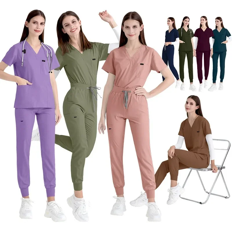 Surgical Uniforms Woman Nursing Enfermeria Sets Top + Pant Articles Medical Uniform Scrubs Clinical Beauty Salon hospital Suits